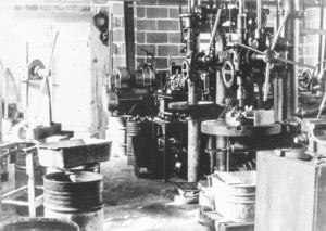 An undated interior view of a brass finishing shop at the Mueller Manufacturing Company. Photograph courtesy,  Lambton Heritage Museum, Grand Bend. JA.6c.mu.5.6.